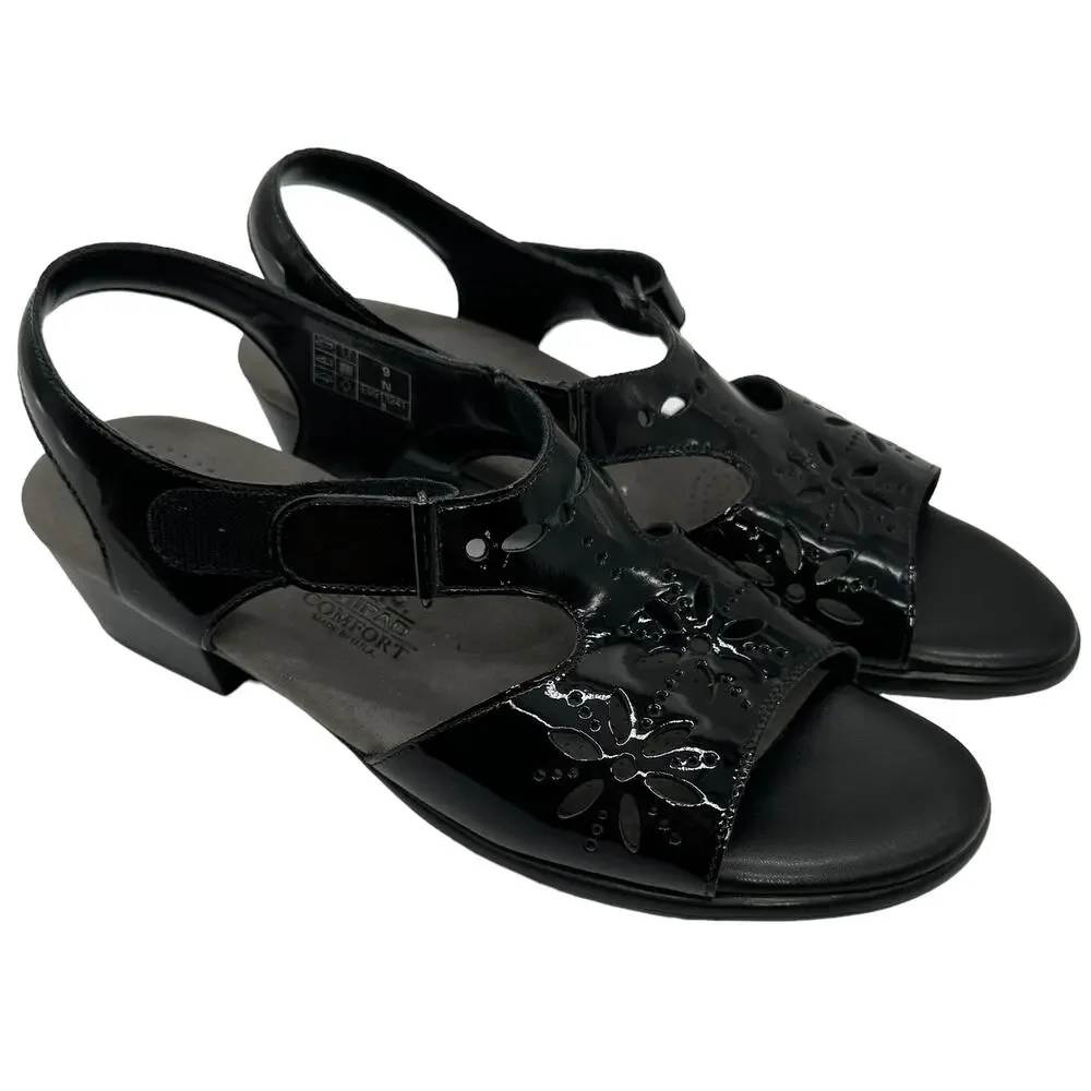 SAS Tripad Comfort Sunburst Heel Strap Sandal Black Size 9N Excellent Condition